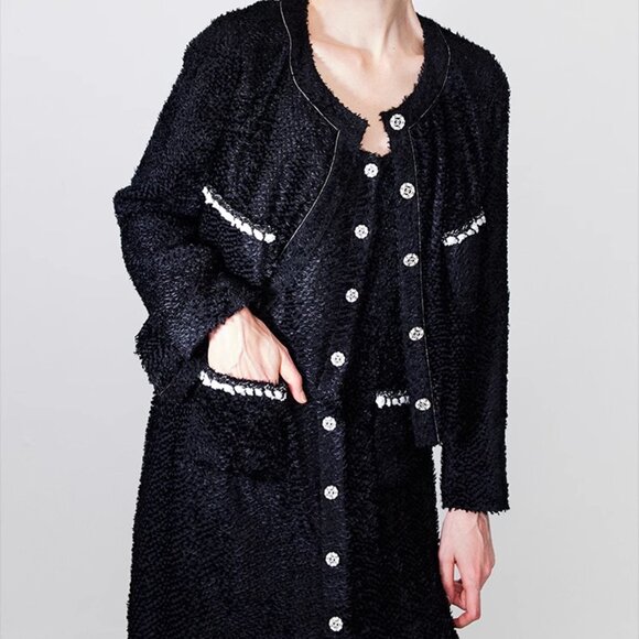 Luxury Silk-Blend Jacquard Dress | Dark Floral Night Sky Black | Size M - Picture 3 of 16